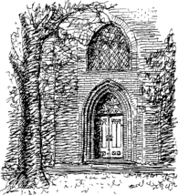The north portal as sketched in 1990 by Dr.-Ing. Dieter Langmaack, architect